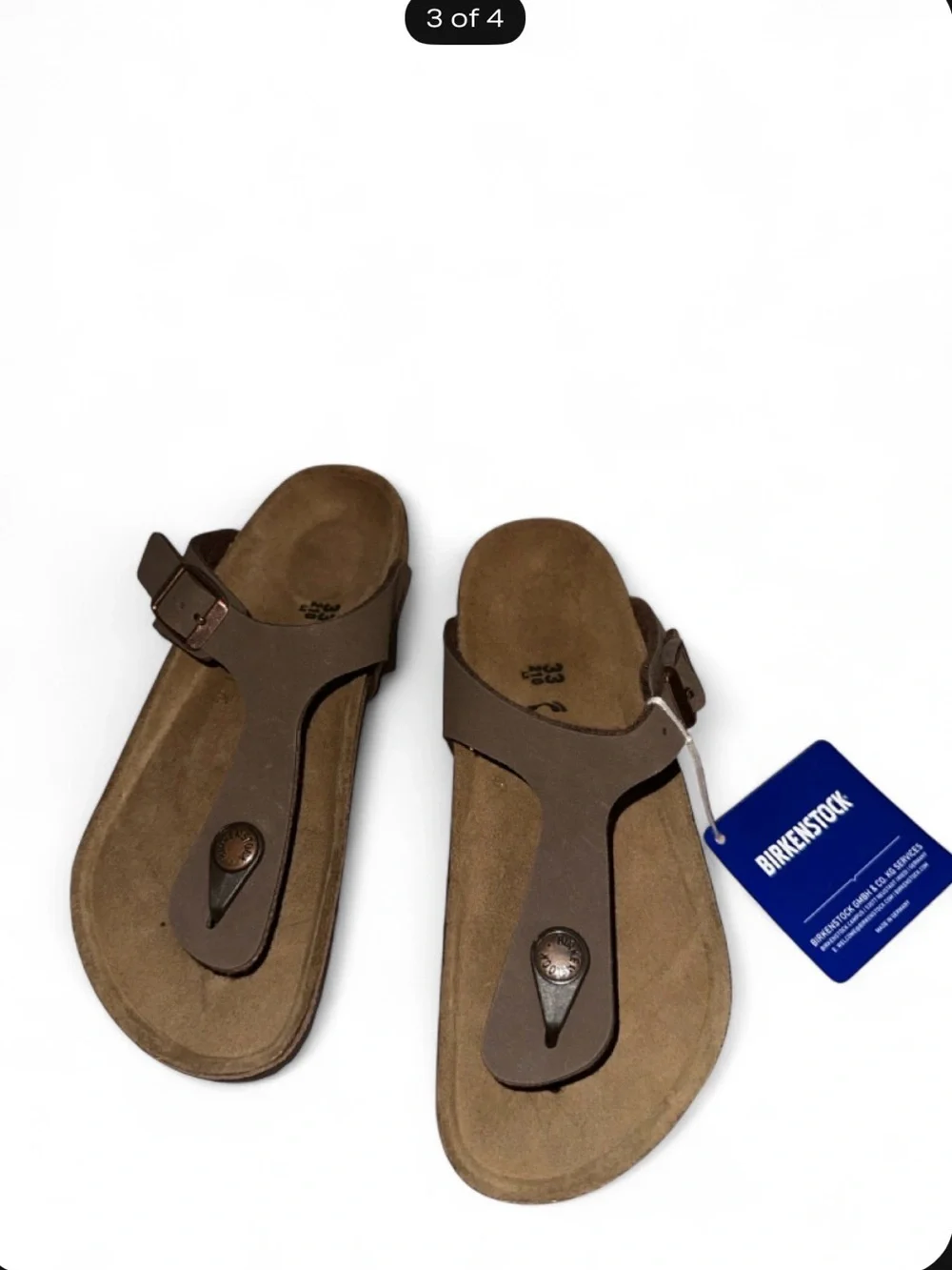 Birkenstock Brown Suede Thong Sandals with Buckle - Kids